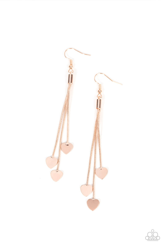 Higher Love - Rose Gold Paparazzi Earring