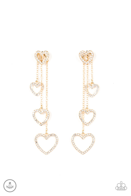 Falling In Love - Gold Paparazzi Earring