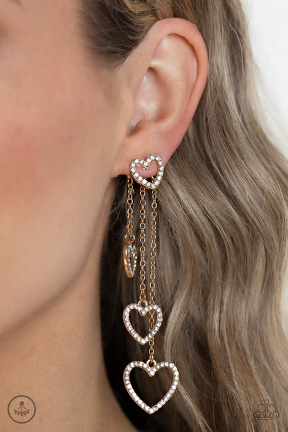 Falling In Love - Gold Paparazzi Earring