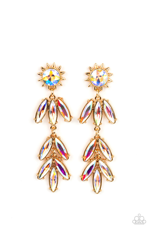Space Age Sparkle - Gold Paparazzi Earring