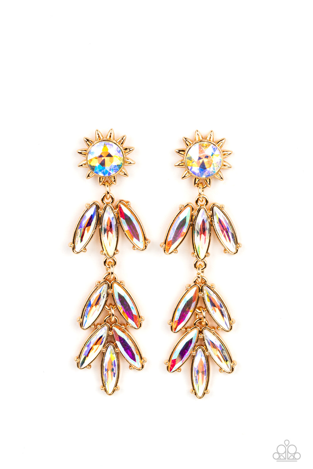 Space Age Sparkle - Gold Paparazzi Earring