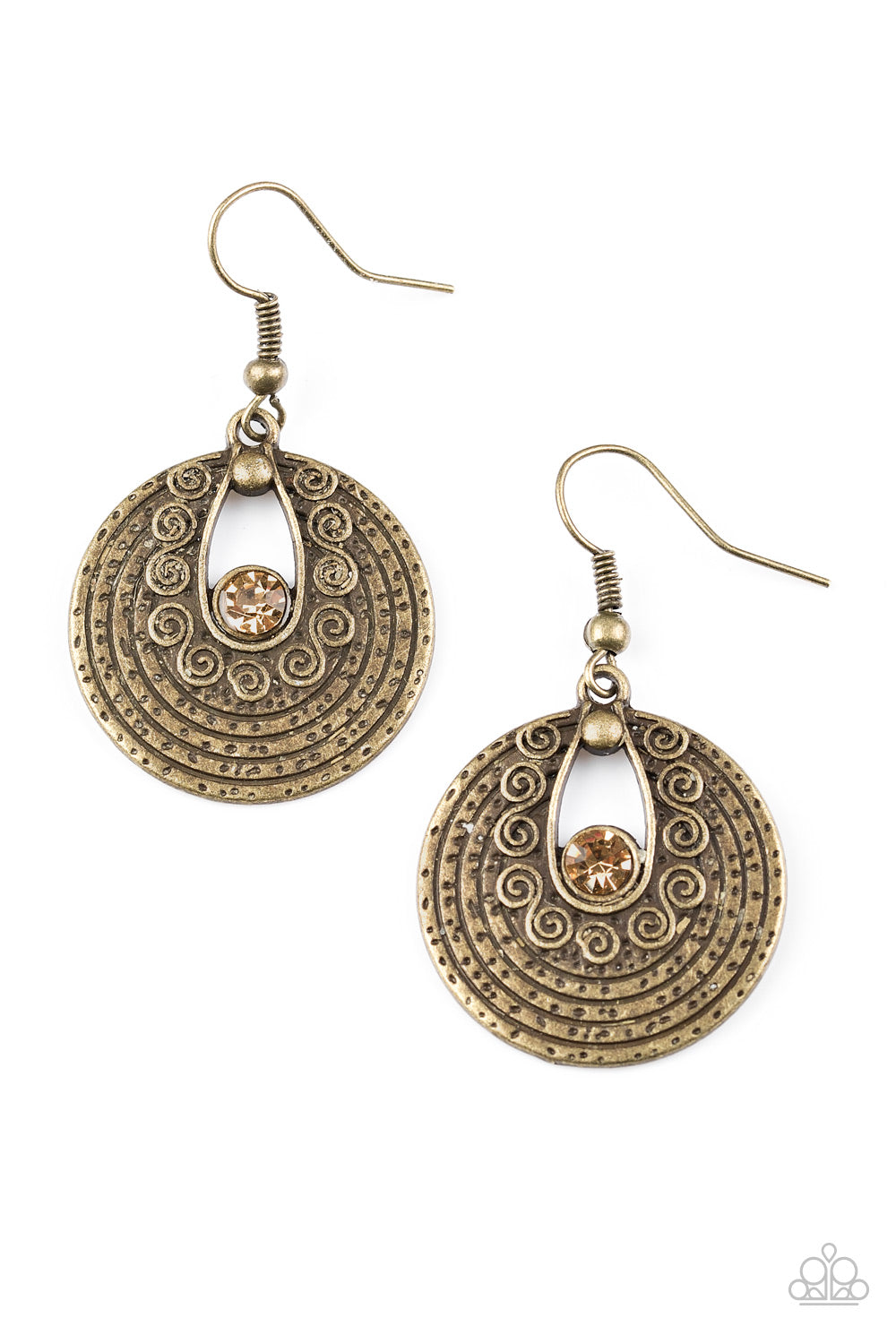 Majestically Mayan - Brass Paparazzi Earring