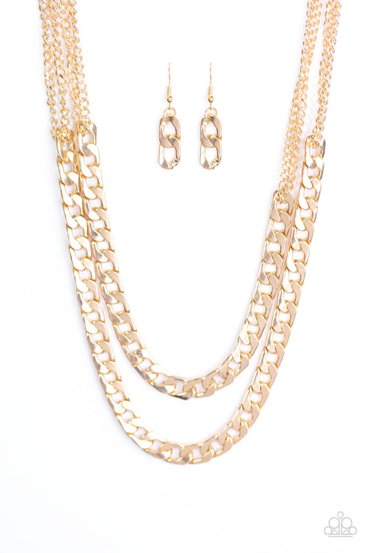 Hit ‘Em Up - Gold Paparazzi Necklace