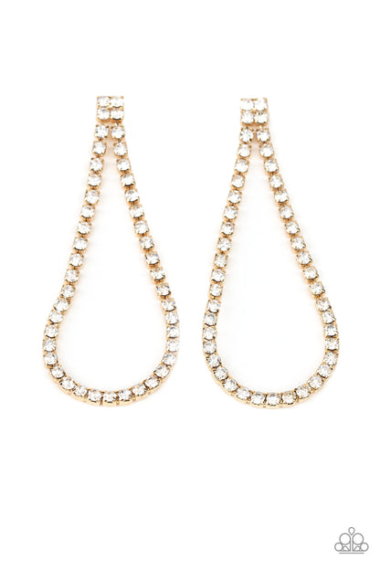 Diamond Drops - Gold Paparazzi Earring