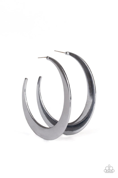 Moon Beam - Black Hoop Earring