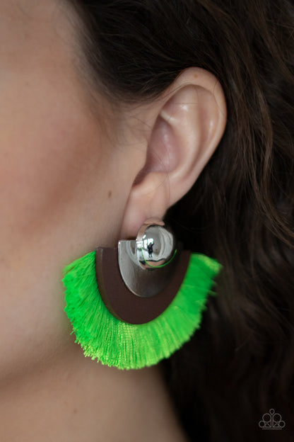 Fan The Flamboyance - Green Post Earring