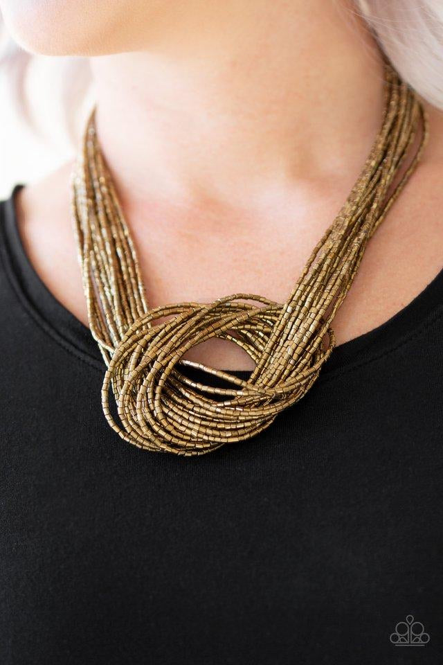 Knotted Knockout - Brass Necklace