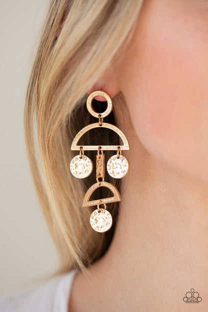 Incan Eclipse - Gold Paparazzi Earring
