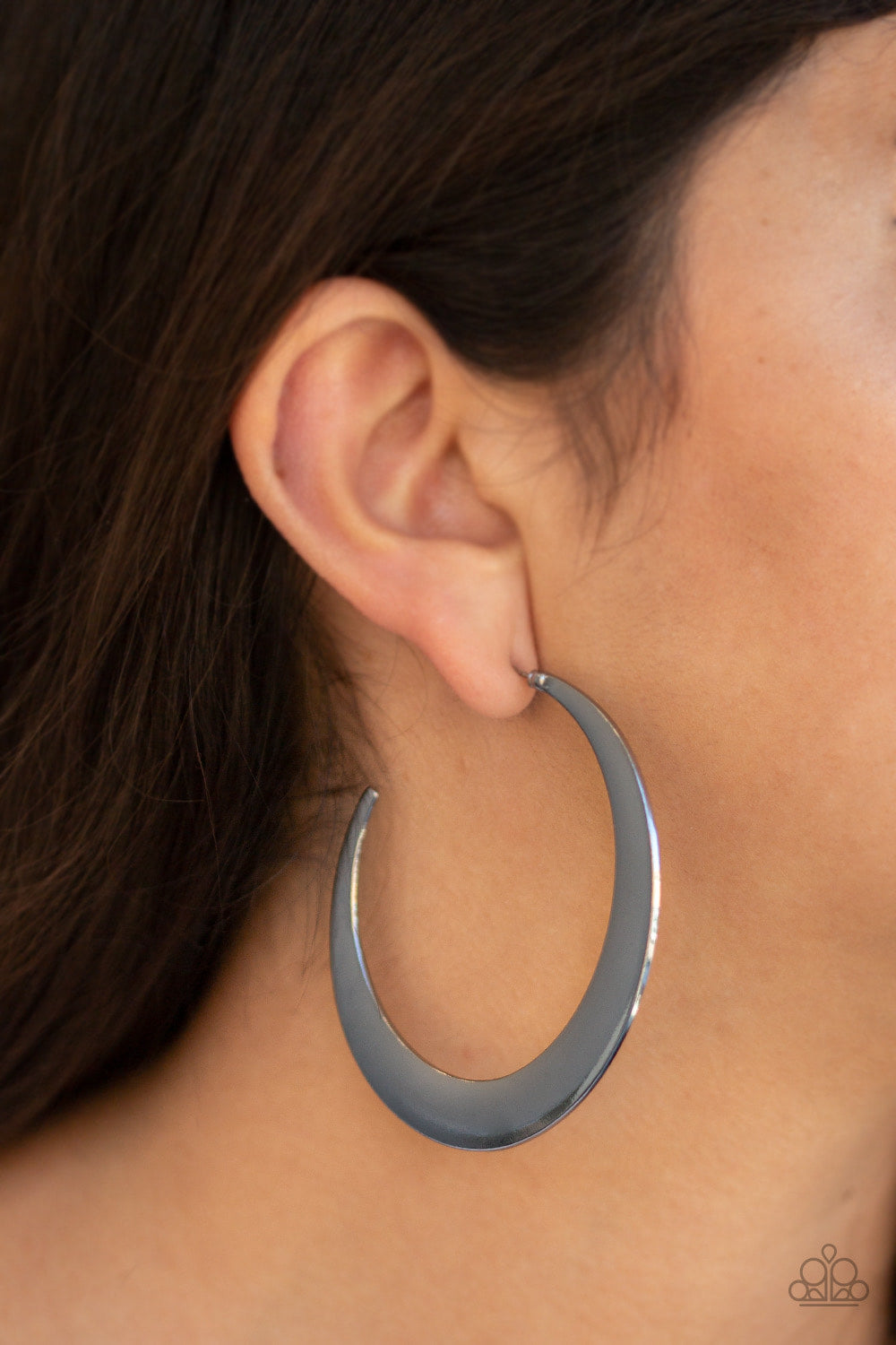 Moon Beam - Black Hoop Earring