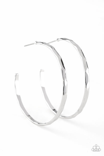 Geo Edge - Silver Hoop Earring