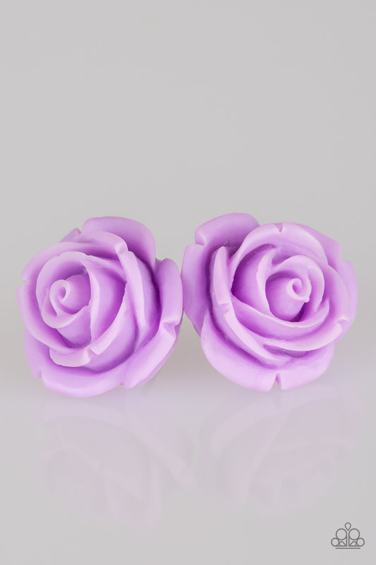 Rose Roulette - Purple Post Earring