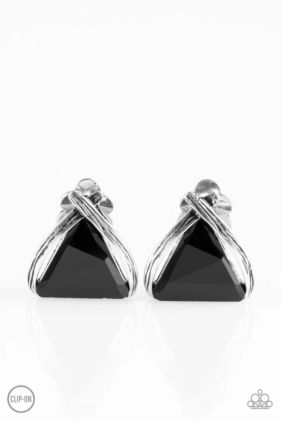 Elegant Edge - Black Clip-On Earring