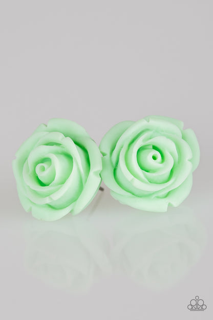 Rose Roulette - Green Paparazzi Earring