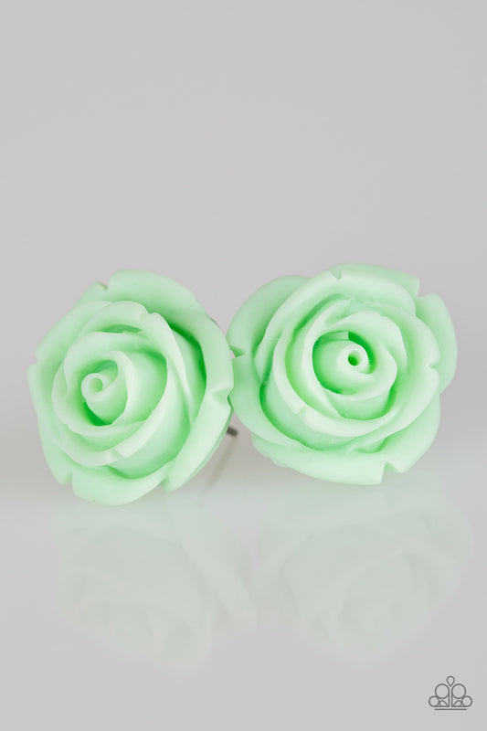 Rose Roulette - Green Paparazzi Earring