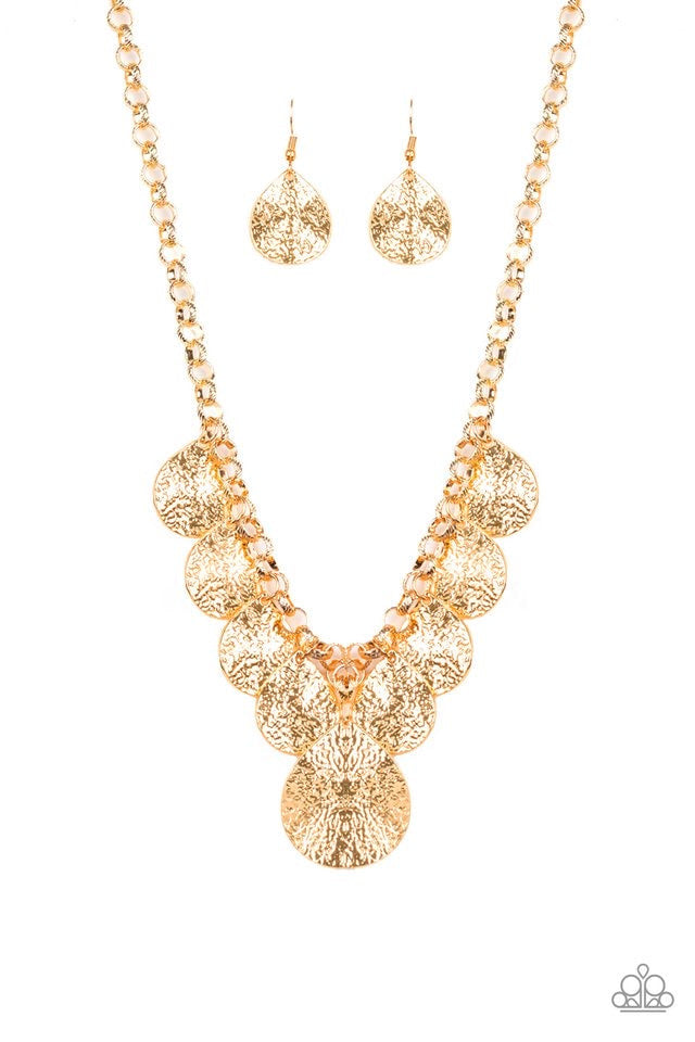 Texture Storm - Gold Paparazzi Necklace