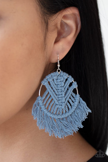 All About MACRAME - Blue Paparazzi Earring