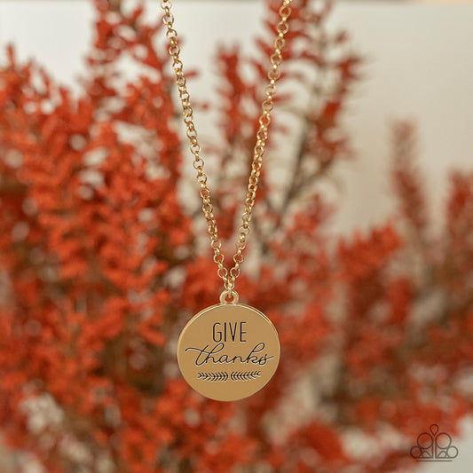 Give Thanks - Gold Paparazzi Necklace