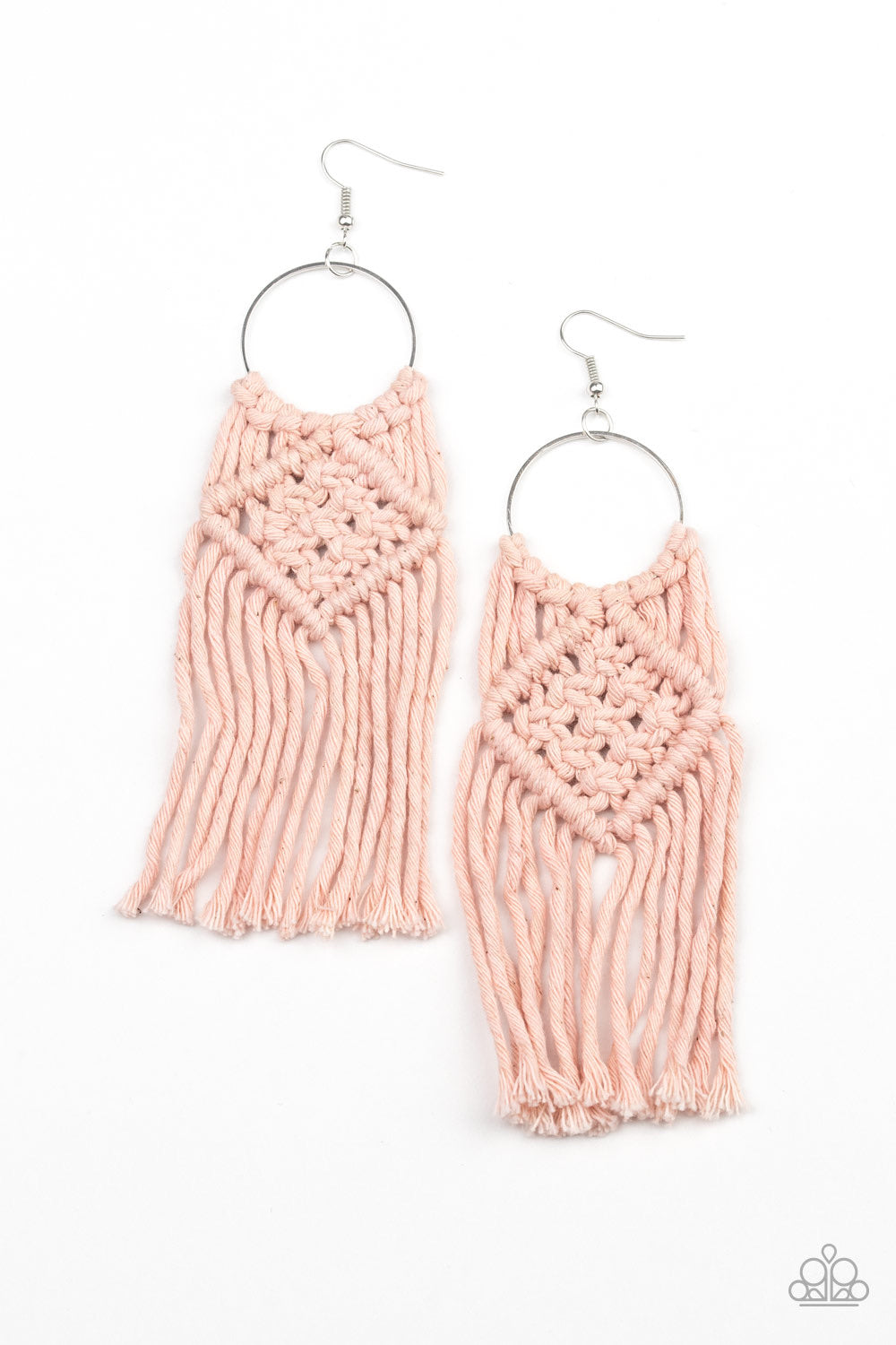 Macrame Rainbow - Pink Earring