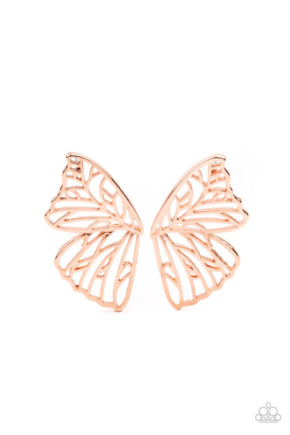 Butterfly Frills - Copper Paparazzi Earring