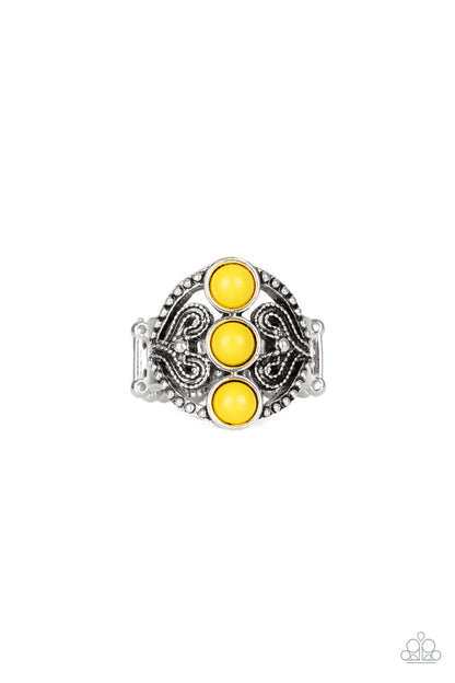 Triple Whammy - Yellow Paparazzi Ring