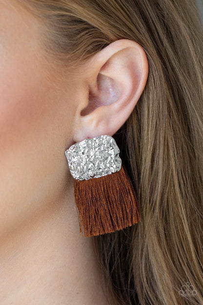 Plume Bloom - Brown Paparazzi Earring