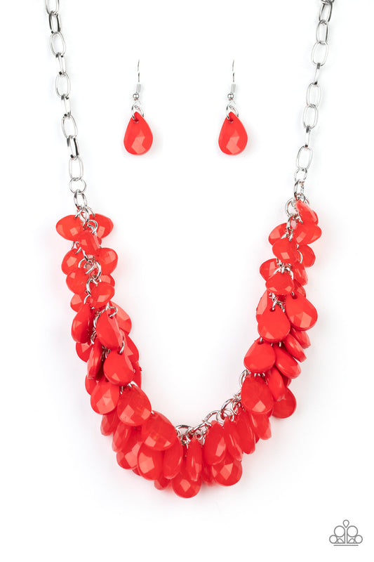Colorfully Clustered - Red Paparazzi Necklace