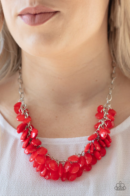 Colorfully Clustered - Red Paparazzi Necklace