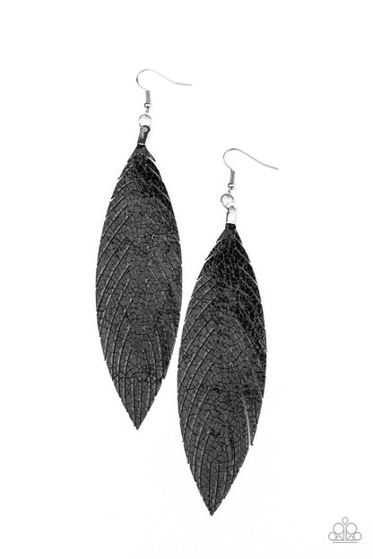 Feather Fantasy - Black Paparazzi Earring