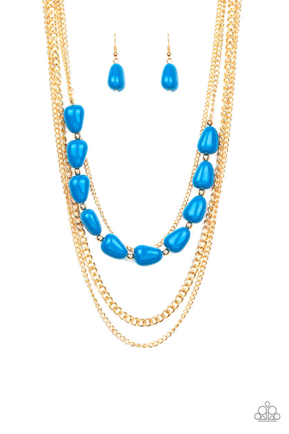 Trend Status - Gold/Blue Paparazzi Necklace