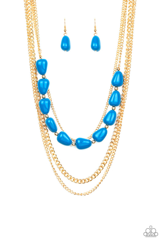 Trend Status - Gold/Blue Paparazzi Necklace