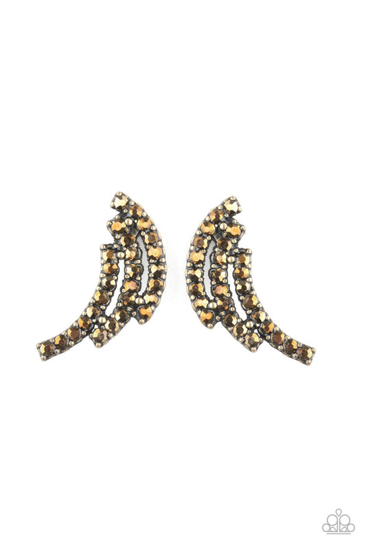 Wing Bling - Brass Paparazzi Earring