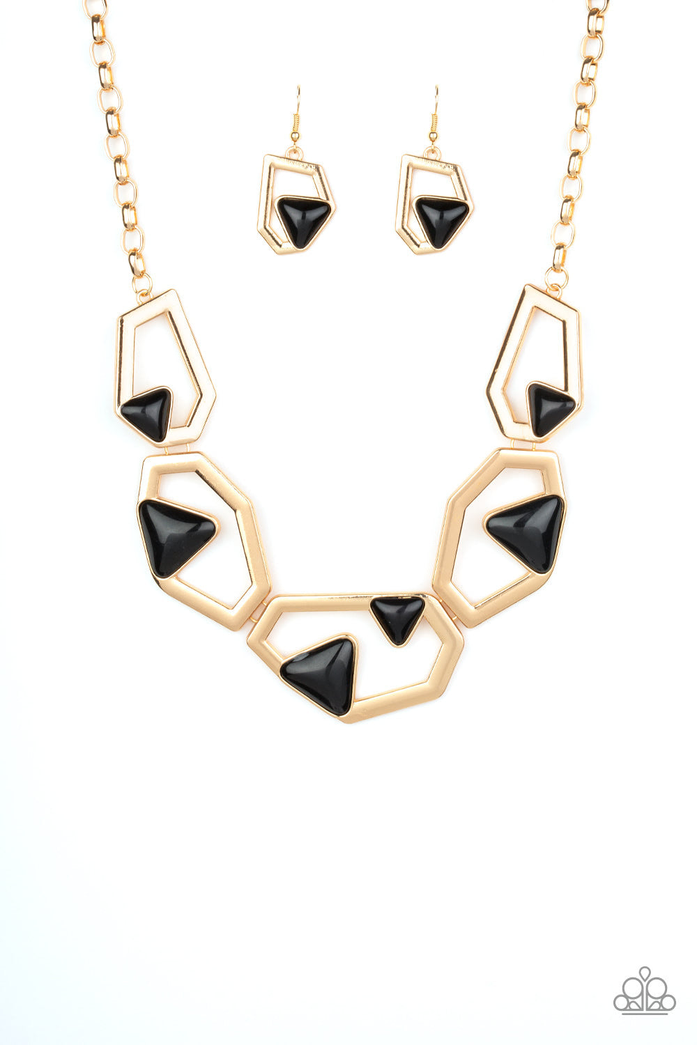 Geo-ing, Geo-ing, Gone - Gold/Black Paparazzi Necklace