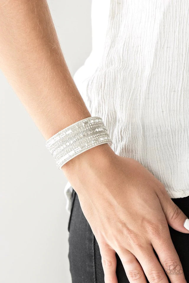 Rebel Radiance - White Paparazzi Bracelet