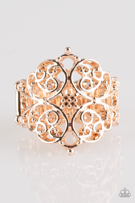 Victorian Valor - Rose Gold Paparazzi Ring