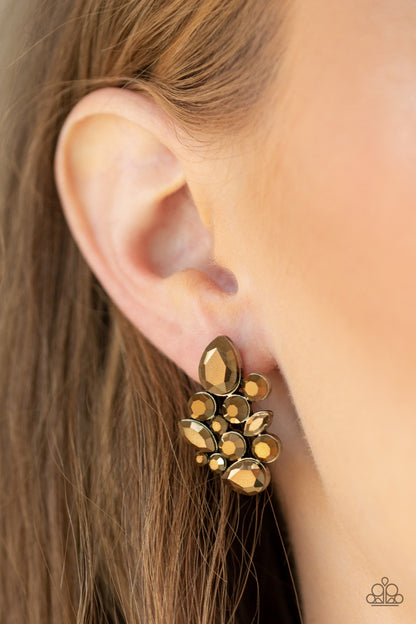 Galaxy Glimmer - Brass Paparazzi Earring