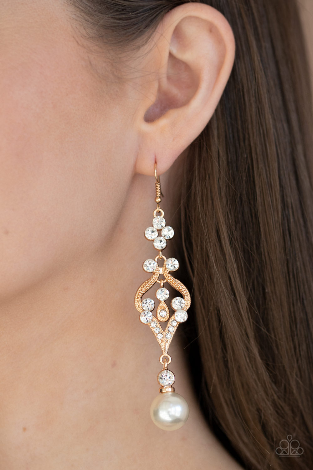 Elegantly Extravagant - Gold Paparazzi Earring