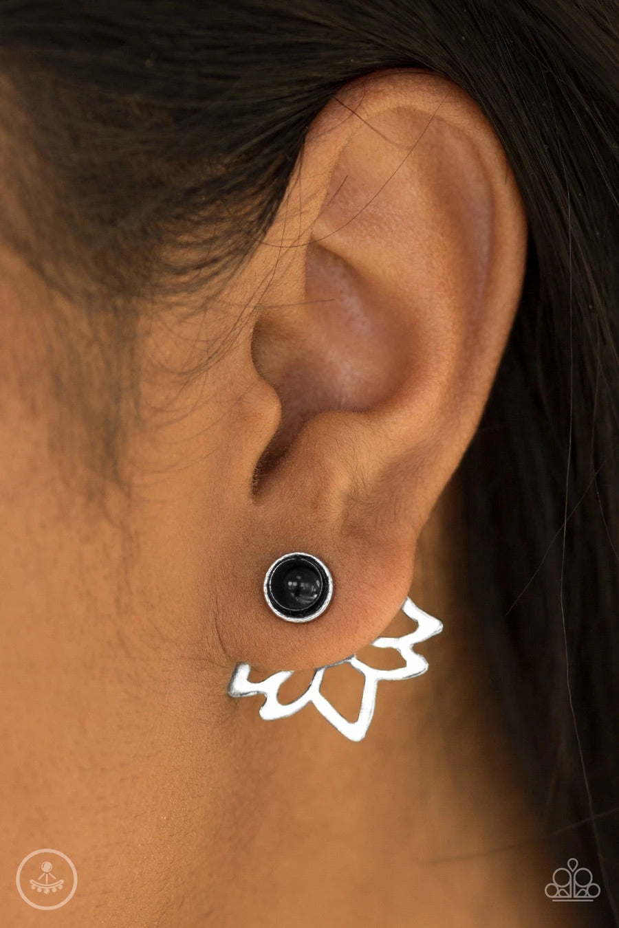 Lotus Breeze - Black Post Earring