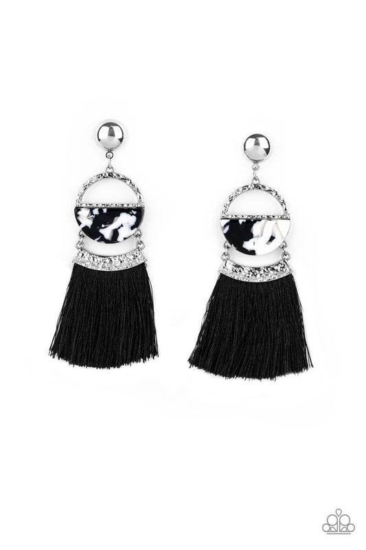 Tassel Trot - Black Post Earring