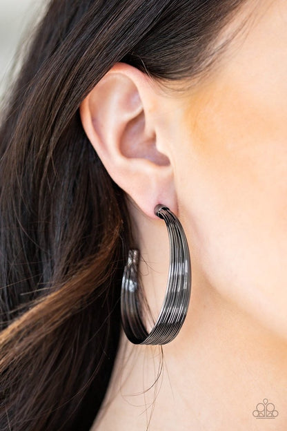 Live Wire - Black Hoop Earring