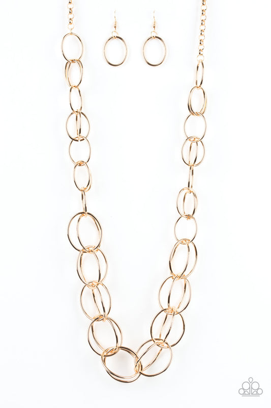 Elegantly Ensnared - Gold Paparazzi Necklace