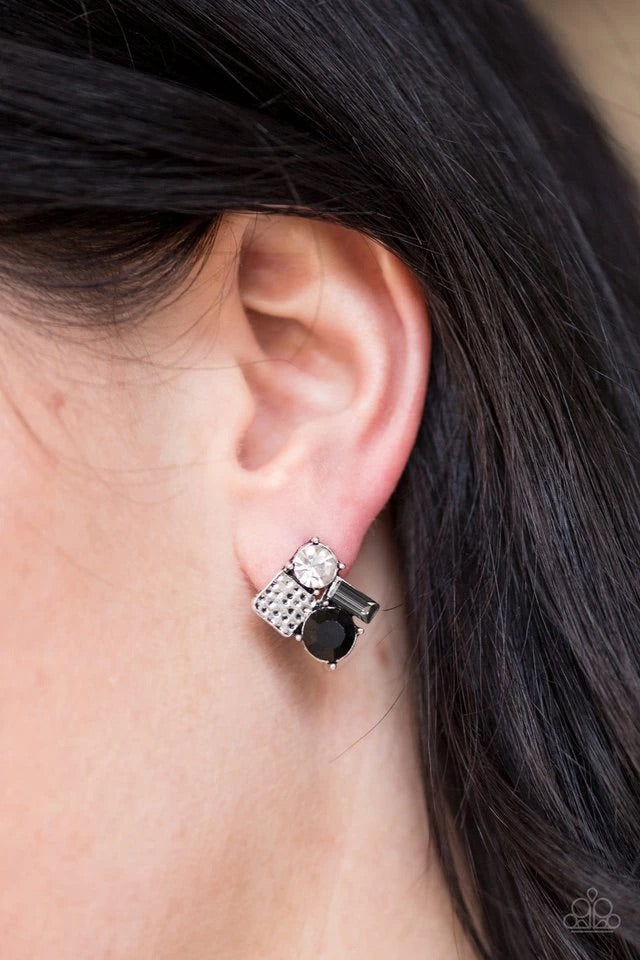 Mixing Business With Sparkle - Black Paparazzi Earring