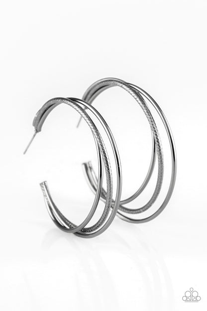 Jumpin Through Hoops - Black Hoop Earring