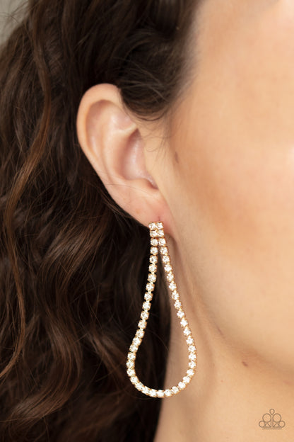 Diamond Drops - Gold Paparazzi Earring