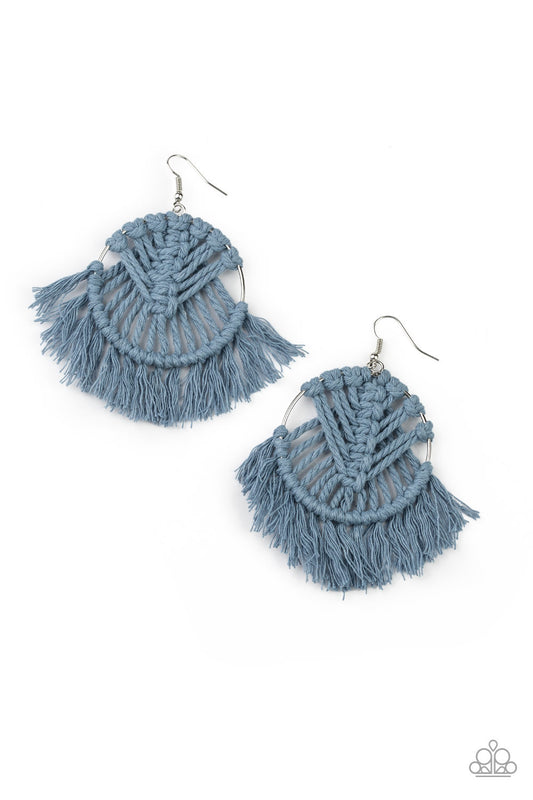 All About MACRAME - Blue Paparazzi Earring