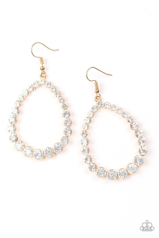 Rise And Sparkle! - Gold Paparazzi Earring