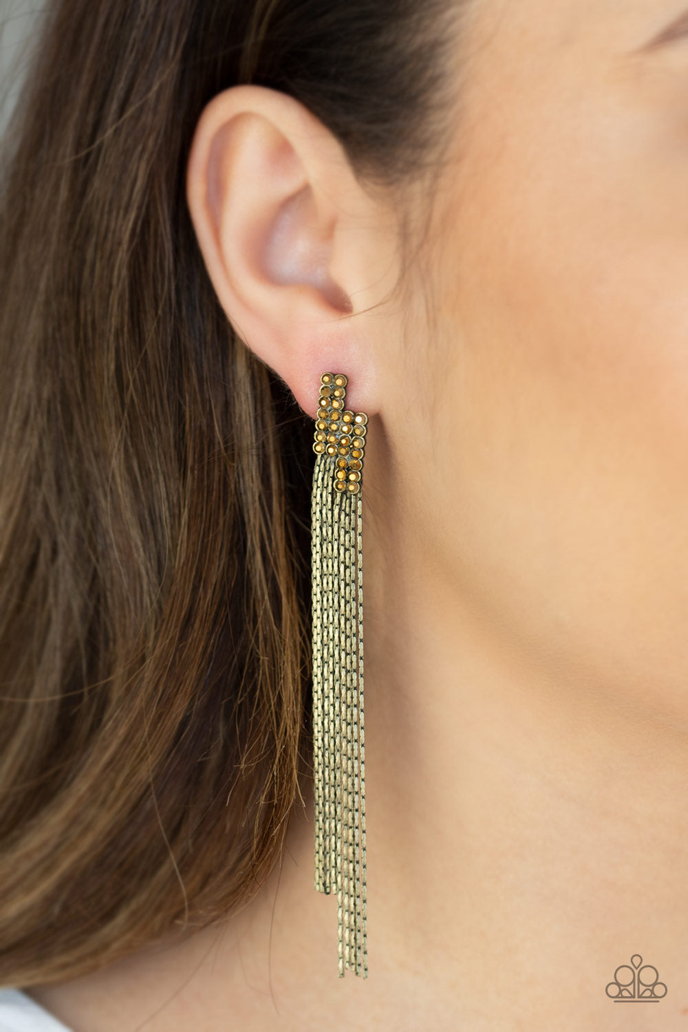 Radio Waves - Brass Paparazzi Earring