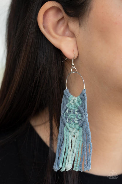 Macrame Rainbow - Blue Earring