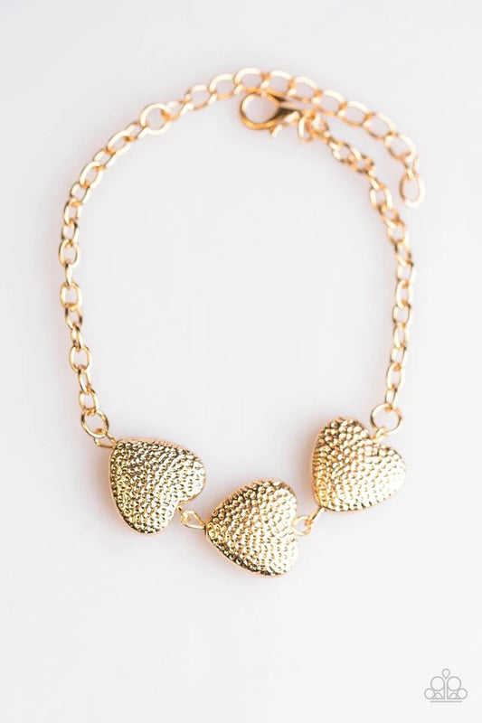 Hard Hearted - Gold Paparazzi Bracelet