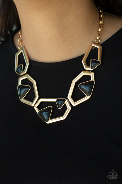 Geo-ing, Geo-ing, Gone - Gold/Black Paparazzi Necklace