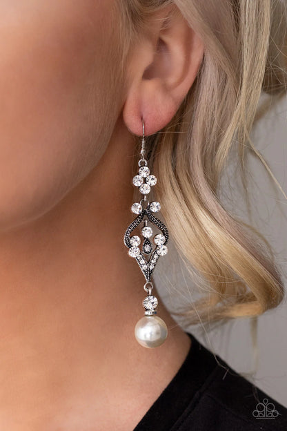 Elegantly Extravagant - White Paparazzi Earring